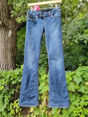 Y2K ULTRA LOW RISE SILVER JEANS SIZE 26/33